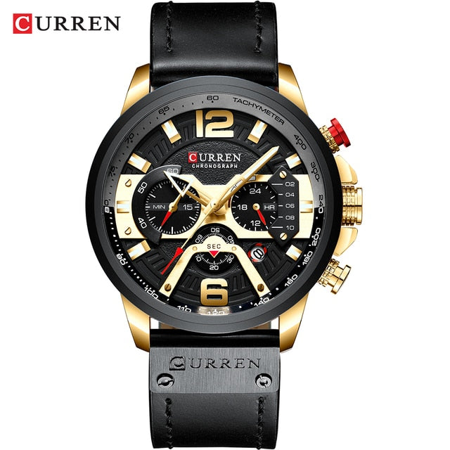 Watch - Military Leather Chronograph Wristwatch