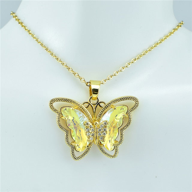 Necklace: Crystal Glass Butterfly