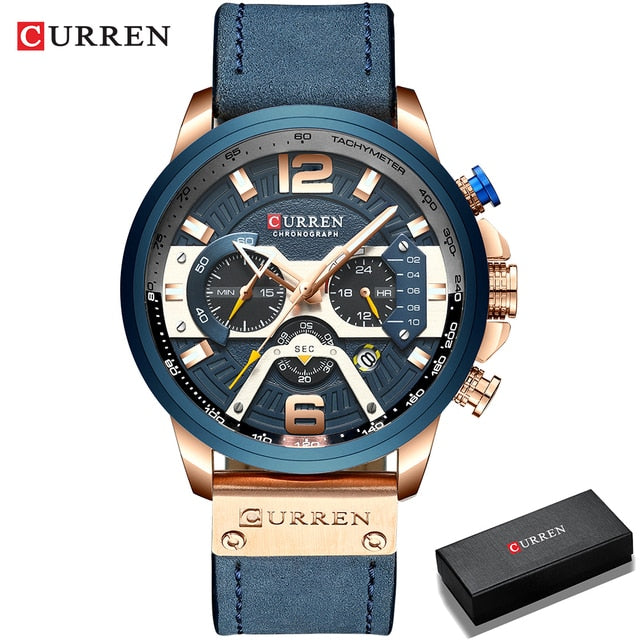 Watch - Military Leather Chronograph Wristwatch