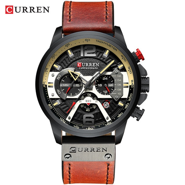 Watch - Military Leather Chronograph Wristwatch