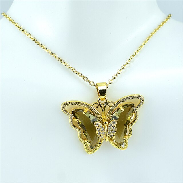 Necklace: Crystal Glass Butterfly