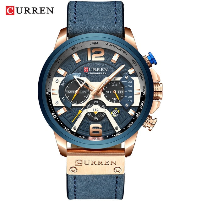 Watch - Military Leather Chronograph Wristwatch