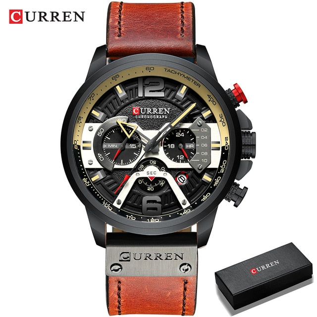 Watch - Military Leather Chronograph Wristwatch