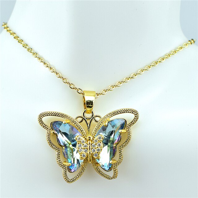 Necklace: Crystal Glass Butterfly