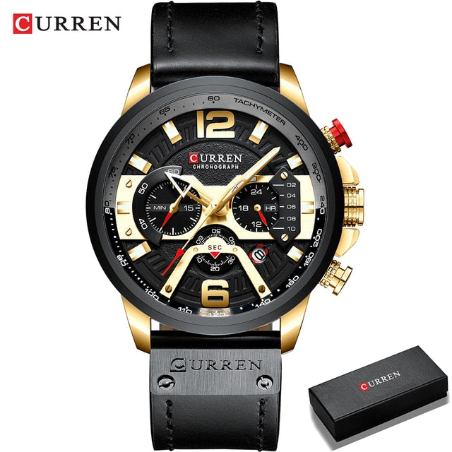 Watch - Military Leather Chronograph Wristwatch