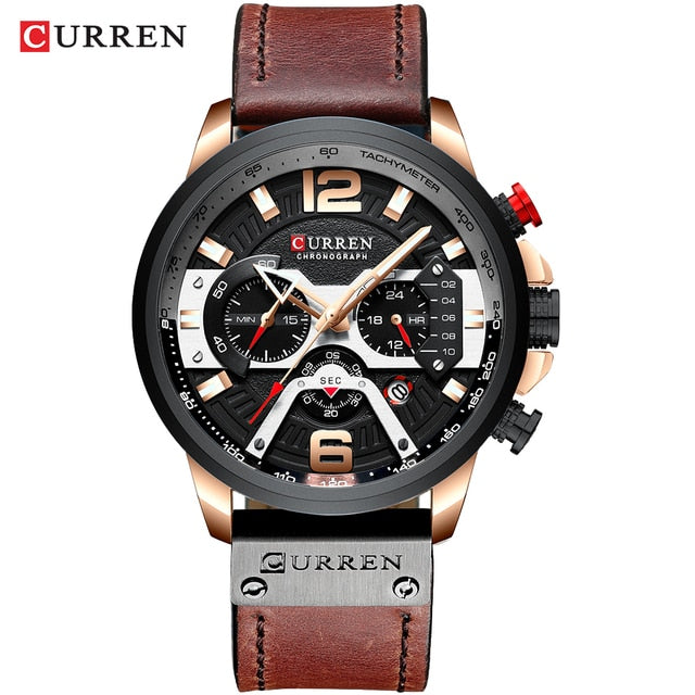 Watch - Military Leather Chronograph Wristwatch