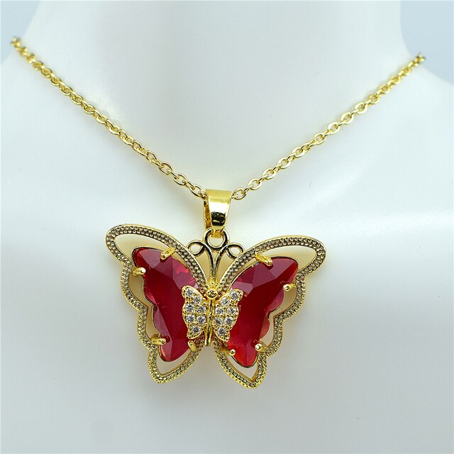 Necklace: Crystal Glass Butterfly