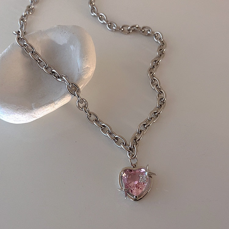 Necklace: Peach Heart Pendant