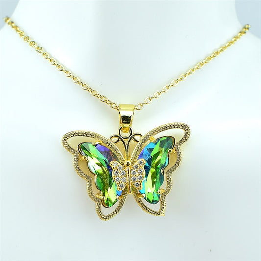 Necklace: Crystal Glass Butterfly