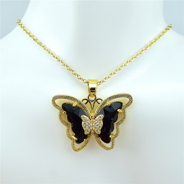 Necklace: Crystal Glass Butterfly