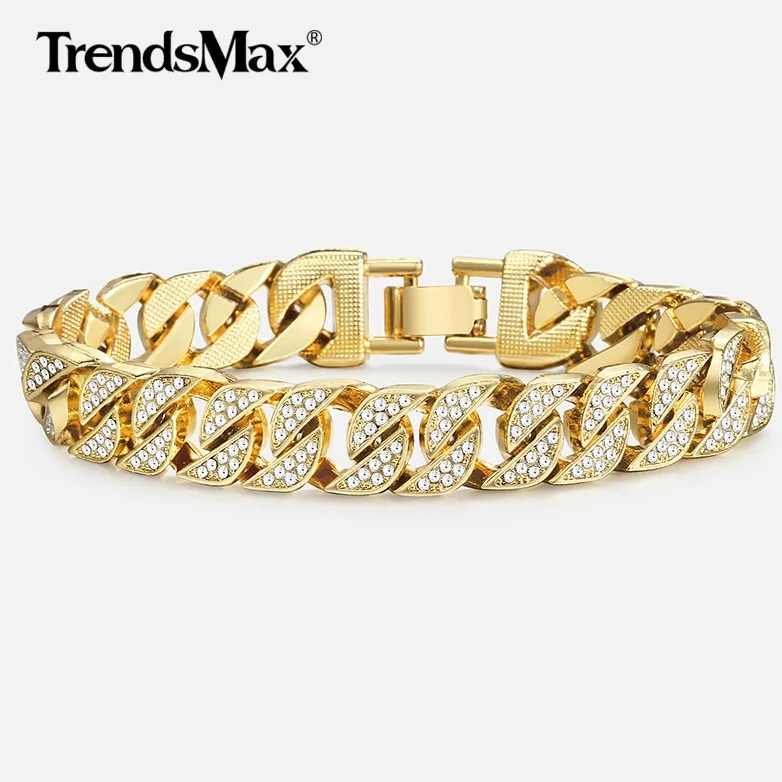 Miami Curb Cuban Chain Bracelet For Men Gold